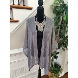 Accessory Women's Gray Polyester Long Sleeve knit Open Front Sweater One Size